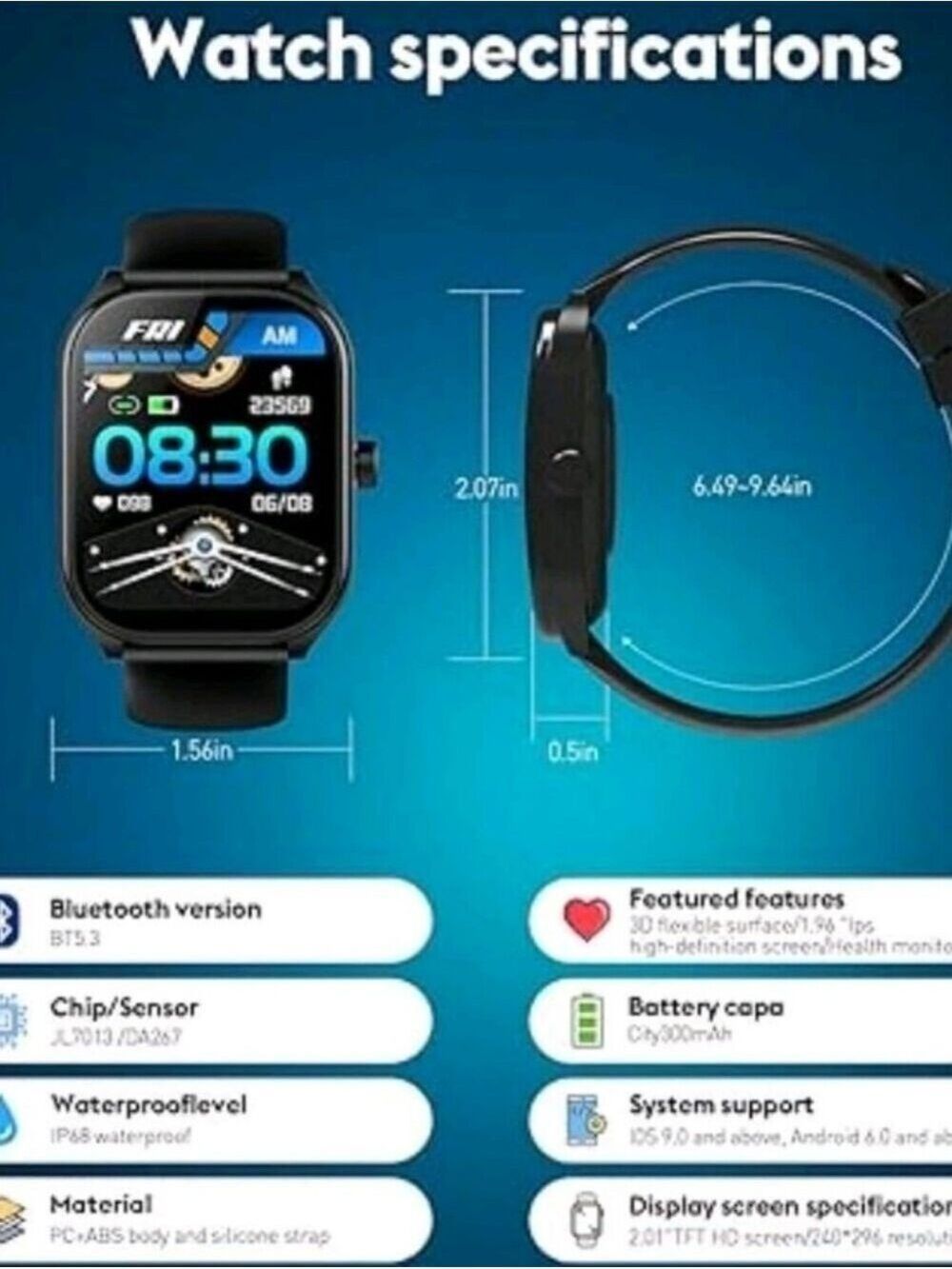 AOLON Curve 2.01" Smartwatch Fitness Tracker - Picture 5 of 6